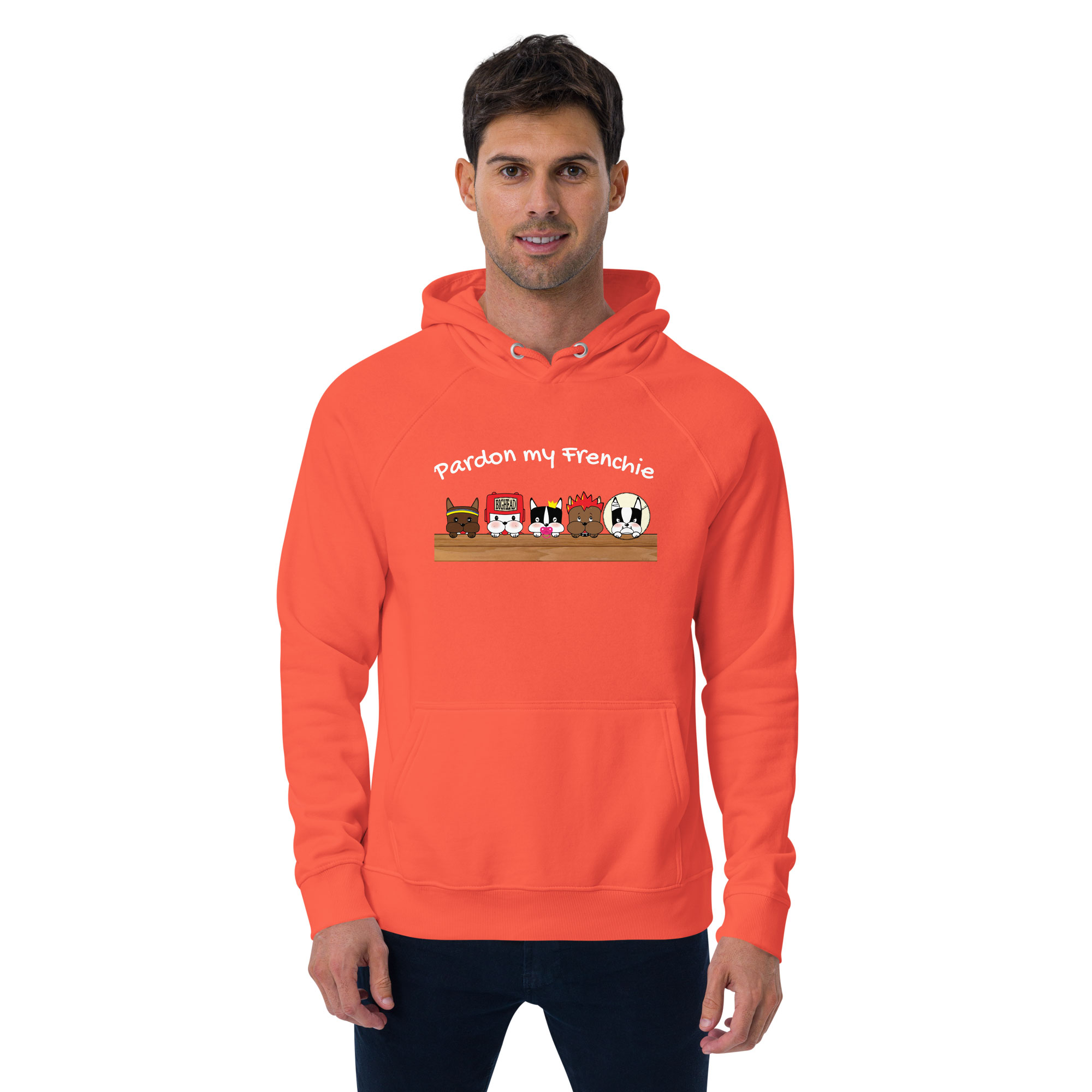 Unisex ECO Hoodie front orange man